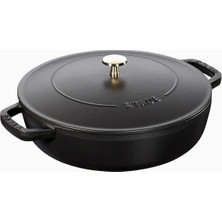 Braventa Collection Staub 405114730 Chistera Kapaklı Sığ Döküm Tencere, 24 Cm, Siyah