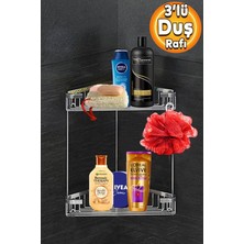 UltraMint Iki Katlı Köşelik Banyo ve Mutfak Organizer, Şampuanlık, Krom Tasarım