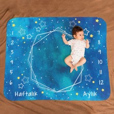 Braventa Collection Mavi Uzay Macerası Baby Shower Hediyesi Fotoğraf Çekim Battaniyesi