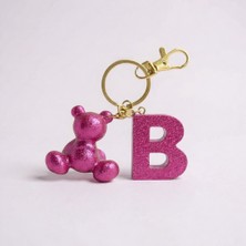 Scultore Kişiye Özel B Harfli Ayıcık Anahtarlık - Epoksi Tasarım Çanta ve Araba Anahtarlığı