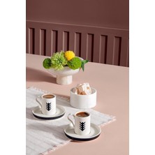 Braventa Collection Kütahya Porselen Bone Desire 4 Parça 2 Kişilik Kahve Takımı Ölümsüzlük Sembolü