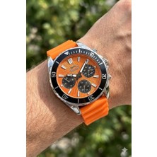Slazenger 44MM Spor Kol Saati | Turuncu Silikon Kordon, Multifonksiyon, 5 Atm