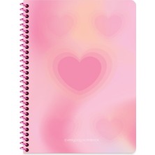 Keskin Color Keskin 16,5 x 22,5 Çizgili Spiralli Pastel Kalp Defter - Pembe Kalp