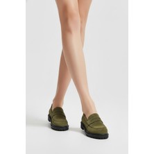 Laura Shoes Laura Kadın Süet Loafer Lyra Haki