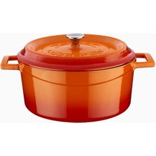 Braventa Collection Döküm Yuvarlak Tencere, Trendy, 24 Cm, Turuncu