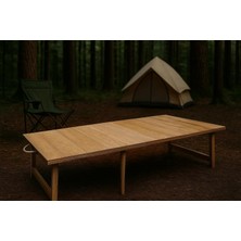 Braventa Collection Katlanır Sabit Ayaklı Kamp, Piknik ve Bahçe Masası 70X120 cm - Ham Naturel Renk