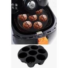 Braventa Collection Airfryer Silikon 7'li Muffin Kek Kalıbı - Kek ve Çörek Pişirme Kabı Silikon Kalıp Siyah - (Bpa Free)