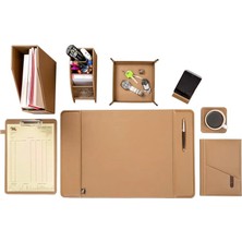 Braventa Collection 2k Sümen Takımı Masaüstü Suni Deri Hediyelik Set 8 Parça Vizon