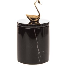 UltraMint Şık Siyah Mermer Dekoratif Pamukluk ve Gold Kuğu Detaylı