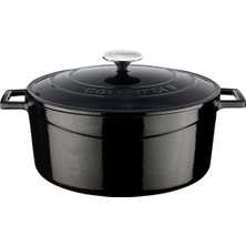 Braventa Collection Metal Döküm Yuvarlak Tencere, 28 Cm, Siyah