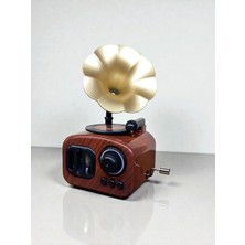 CaactuStore Dekoratif Gramofon Müzik Kutusu Çevirmeli Dekoratif Hediyelik