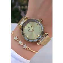 Orijinal Çelik Kordon Kadın Kol Saati 3 Atm Su Geçirmezlik Gold Renk Bileklik Hediyeli DK951C1