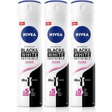 Braventa Collection Kadın Sprey Deodorant &white Invisible Original 150ML, 72 Saat Anti-Perspirant Koruma, X3 Adet