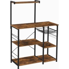 Braventa Collection Fırıncı Raflı Raf, Tel Sepetli Mikrodalga Standı, 6 S-Kanca, Mutfak Rafı, Baharatlar, Tencereler ve