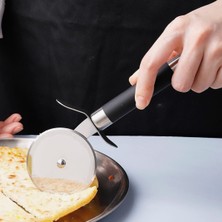 Braventa Collection Paslanmaz Çelik Ahşap Saplı Pizza Dilimleyici, Yuvarlak Pizza Kesici Bıçak, Hamur ve Waffle Kesici,