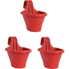 Braventa Collection Askılı Balkon Saksı 20 Cm, 3 Litre 3 Adet Kırmızı