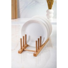 Braventa Collection Bambu Çok Amaçlı Düzenleyici Stand, Mutfak Tezgah Üstü Tabak, Tencere Kapağı Yerleştirme Standı 5 Bö