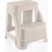 Braventa Collection Hobby Life Merdivo 2 Basamaklı Büyük Boy Merdiven – Kaymaz Taban, Hafif ve Dayanıklı (Bej)