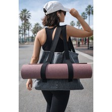 Spor ve Casual Kullanım Için Denim Yoga Matı Bölmeli Çanta / El Yapımı & Dayanıklı