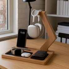 Braventa Collection Kulaklık Tutucu Organizer, Kulaklık Standı, Ahşap Kulaklık Askısı