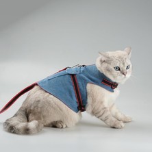 Braventa Collection Patipatron Kaçış Önleyici Kot Kedi Gezdirme Tasması ve Küçük Irk Köpek Gezdirme Tasması Airtag Cepli