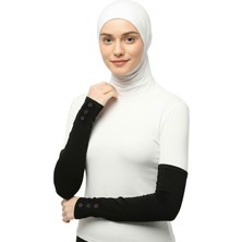 Altobeh Düğmeli Pratik Tesettür Kolluk Penye Namaz Kolluğu - Siyah