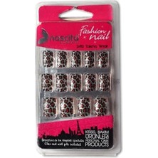 Braventa Collection Gümüş Renkli Leopar Desenli Takma Tırnak (24'lü)