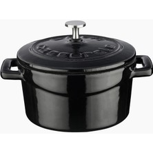 Braventa Collection Metal Döküm Mini Tencere, Trendy, 10 Cm, 0.35 L Hacim, Siyah