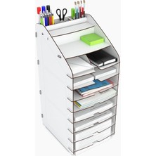 Braventa Collection Mingitav Tower Ofis Masaüstü Organizer 10 Kat Letter A4 Evrak Rafı (Beyaz)