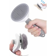 Braventa Collection Canderel Otomatik Temizlenen Tuşlu Evcil Hayvan Tarağı Fırçası Kedi Köpek Tüy Toplayıcı Tarak Gri
