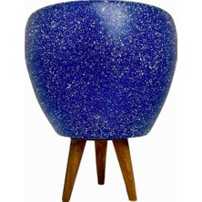 Braventa Collection Bitki Tasarımı Ev Dekorasyon Lacivert Granit Toprak Saksı Saksılık Salon Çiçeklik 3 Ayaklı - 15 cm