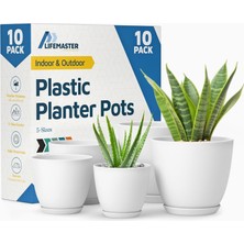 Braventa Collection Lifemaster 10 Adet Drenajlı Bitki Saksısı - 5 Plastik Saksı Seti - 5 Boyutta Iç Mekan/dış Mekan Saks
