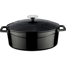 Braventa Collection Metal Oval Döküm Tencere, 29 Cm, 4.67 L Hacim, Siyah