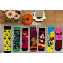 Al Bi 90Lık 7'li Set Çizgi Film Karakter Desenli Renkli Pamuklu Çorap