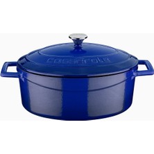 Braventa Collection Metal Oval Döküm Tencere, 25 Cm, 3.19 L Hacim, Mavi