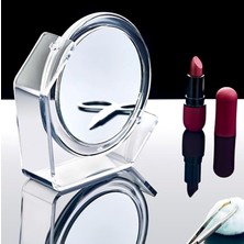Braventa Collection Akrilik Yuvarlak Makyaj Aynası, Akrilik Mini Makyaj Aynası - Yuvarlak Ayna, Şeffaf Ayna Şık ve Prati