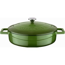 Braventa Collection Metal Döküm Çok Amaçlı Yayvan Tencere, Trendy, 24 Cm, 2.47 L, Yeşil