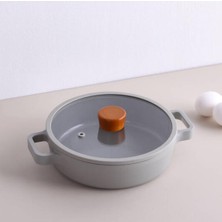 Braventa Collection Alüminyum Gri Cam Kapaklı Döküm Sahan 20 cm