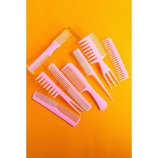 Braventa Collection Taşınabilir Kuaför Çantası, Renkli, 8 Parça Saç Tarağı Seti, Profesyonel Ürün, Saç Tarak Seti (Pembe