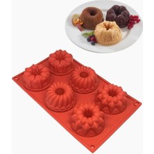 Braventa Collection Ckm Silikon Muffin 3D Figürlü 6lı Kek Çörek Çikolata Kalıbı Silikon Muffin Kalıp Kırmızı