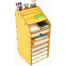 Braventa Collection Mingitav Tower Ofis Masaüstü Organizer 10 Kat Letter A4 Evrak Rafı (Sarı)