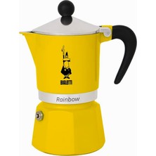 Braventa Collection - Rainbow: 3 Cups Ocak Üstü Espresso Pişirici - 130ML - Sarı Renk - Alüminyum Gövde - Patentli Güven