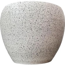 Braventa Collection Bitki Tasarımı Ev Dekorasyon Beyaz Granit Toprak Saksı Saksılık Salon Çiçeklik - 15 cm