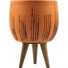 Braventa Collection Bitki Tasarımı Ev Dekorasyon Siyah Çizgi Desenli Terakota Toprak Saksı Saksılık Salon Çiçeklik 3 Aya