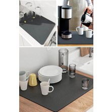 Braventa Collection Bulaşık Kurutma Matı Süper Su Emici Tezgah Üstü Bulaşıklık Mikrofiber Paspas Siyah 35X50CM