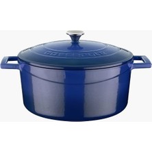 Braventa Collection Metal Döküm Yuvarlak Tencere, 24 Cm, Mavi