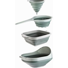 Braventa Collection Mithra Life 4 Parça Akordiyon Yeşil Süzgeç Seti MIT1025