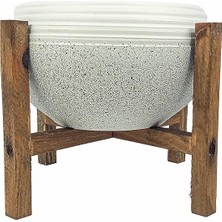 Braventa Collection Bitki Tasarımı Ev Dekorasyon Beyaz Granit Küp Aranjman Saksı Saksılık Salon Çiçeklik 4 Ayaklı