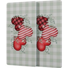Decovetro Cam Kahve Sofra Sunum Tablası 2'li Set Love Serisi Kalp Desenli 30 x 15 cm