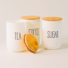 Braventa Collection Beyaz Cam Kahve, Şeker ve Çay Saklama Kavanoz Seti Hava Geçirmez (3'lü Set) Baharatlık, Beyaz